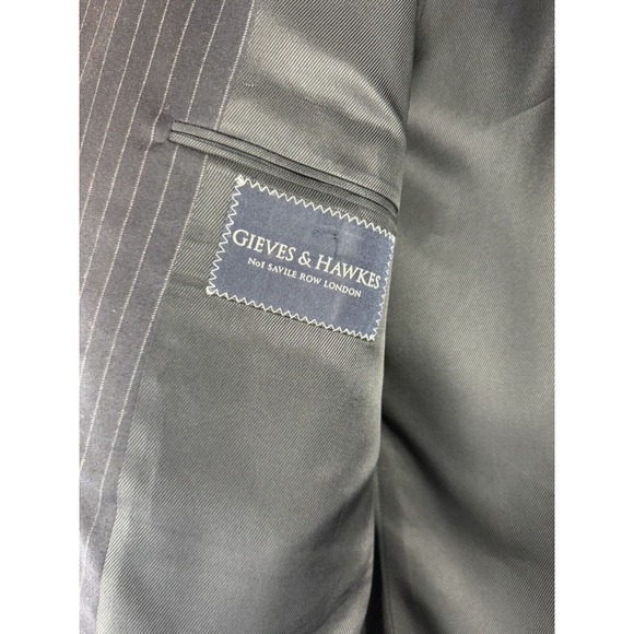 Gieves & Hawkes 48 Long Navy Blue Suit Jacket Blazer Wool Cashmere Striped - Picture 7 of 11